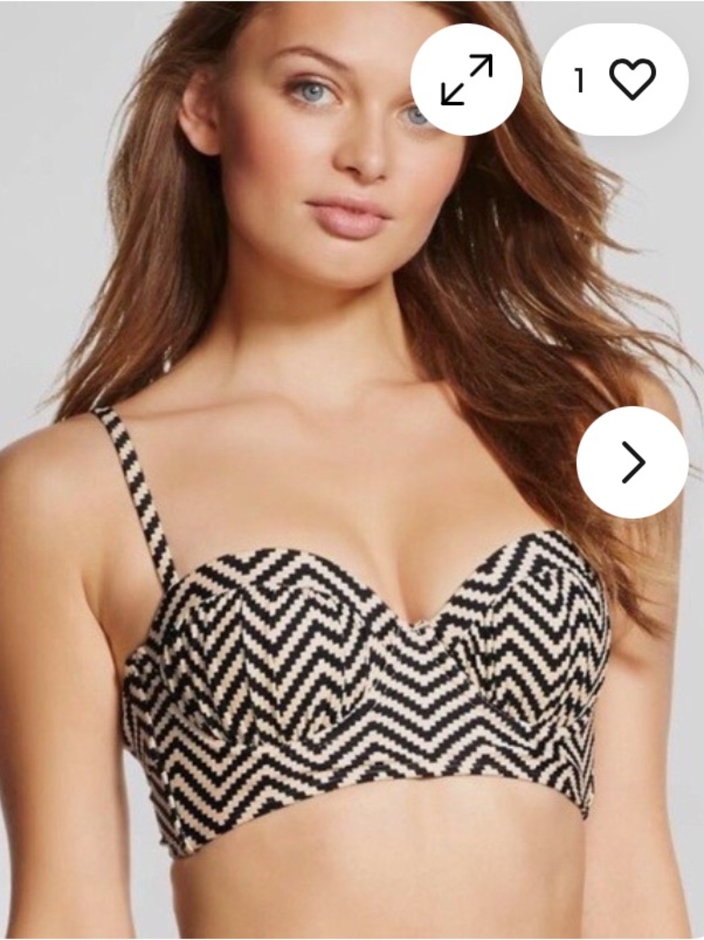black and cream chevron underwire bustier bikini top from the brand Xhilaration